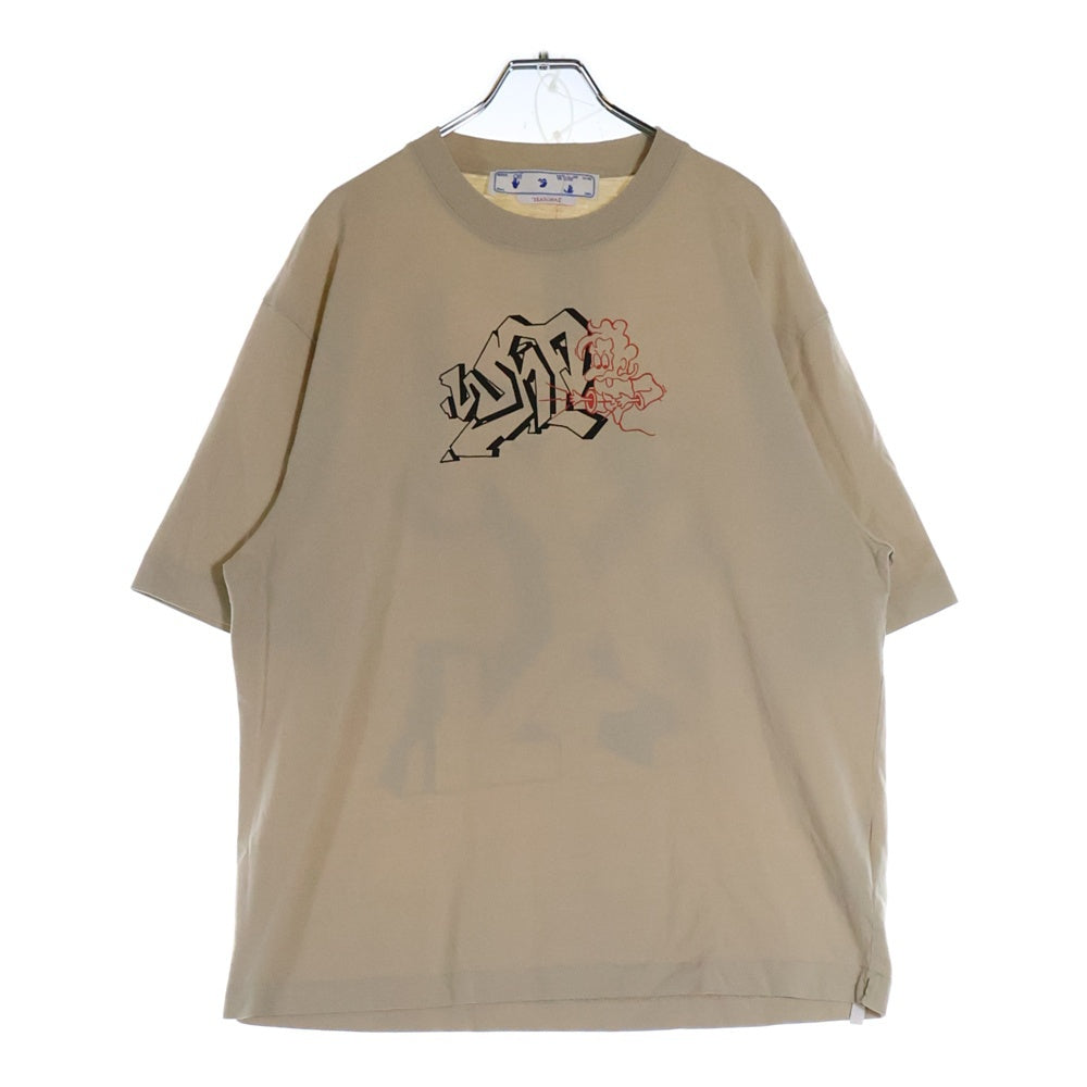 OFF-WHITE(オフホワイト) 22SS Graffiti Arrows Printed T-Shirt オーバーサイズ半袖Tシャツ ベージュ OMAA120S22JER003
