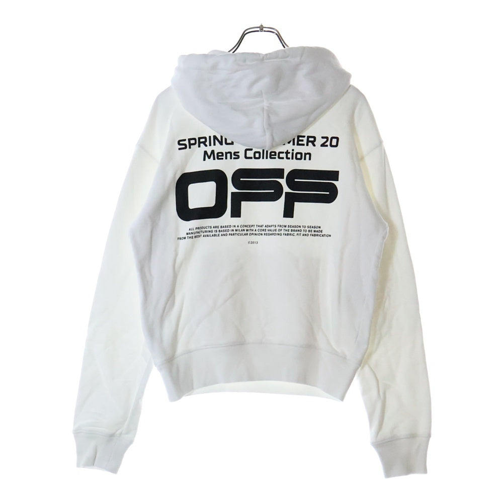 OFF-WHITE(オフホワイト) 20SS Wave Line Logo Over Hoodie プルオーバースウェットパーカー フーディー ホワイト OMBB037R20E30004