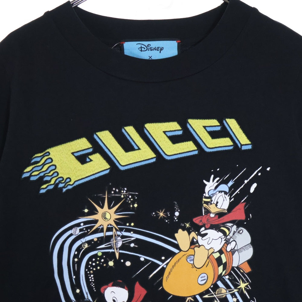 GUCCI(グッチ) ×Disney Donald Duck Rocket T-Shirt ディズニー 刺繍半袖Tシャツ ブラック 644671 XJDBD