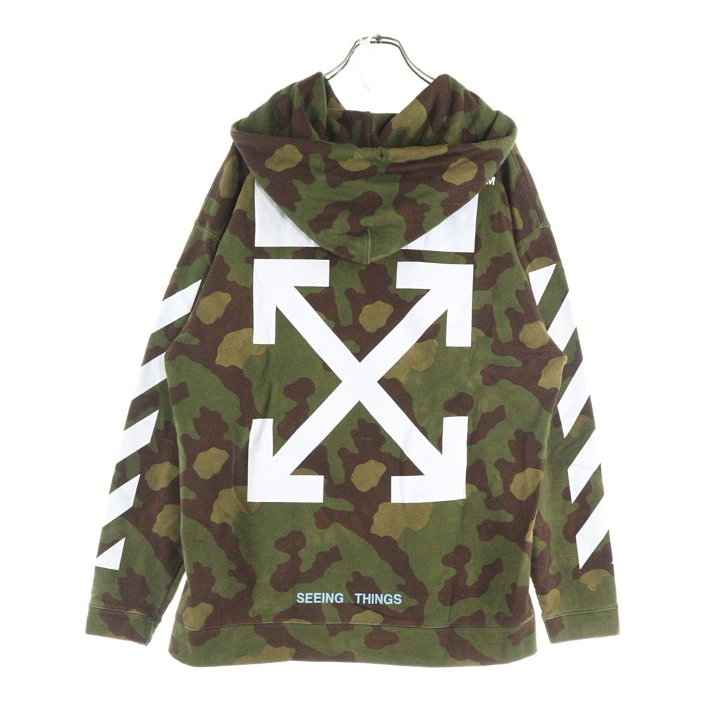 OFF-WHITE(オフホワイト) 17AW Diag Camouflage Hoodie カモフラージュ 迷彩プルオーバースウェットパーカー フーディー カーキ OMBB009F17601028