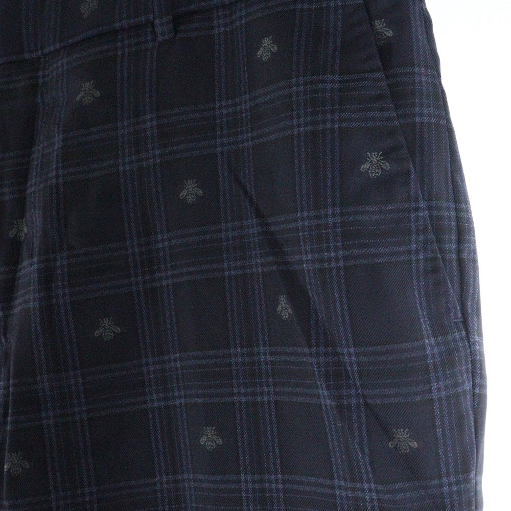 GUCCI(グッチ) Bee Check Pants チェックパンツ ウールスラックス ネイビー 529010 Z551J