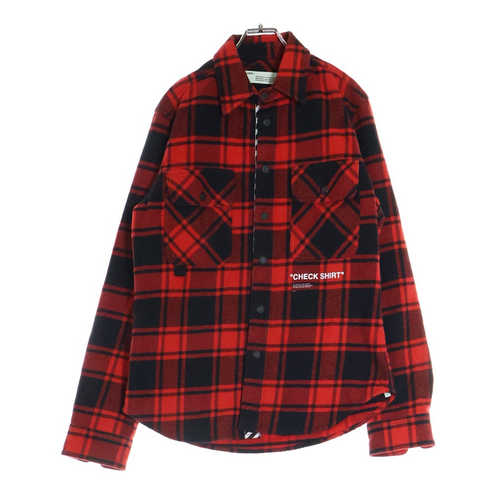OFF-WHITE(オフホワイト) 18AW Quote Flannel Shirt 長袖チェックシャツ ネルシャツ レッド OMGA060E18A27010