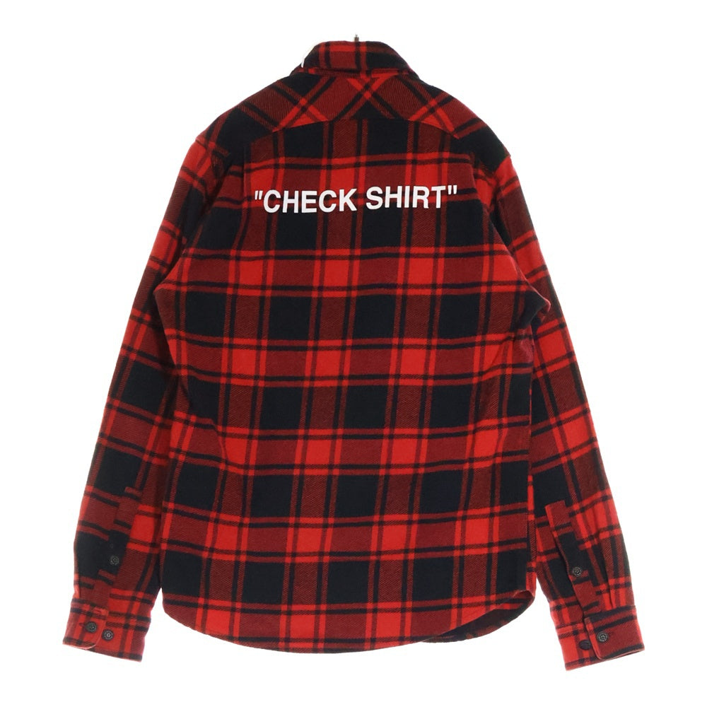 OFF-WHITE(オフホワイト) 18AW Quote Flannel Shirt 長袖チェックシャツ ネルシャツ レッド OMGA060E18A27010