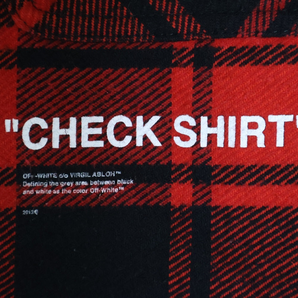 OFF-WHITE(オフホワイト) 18AW Quote Flannel Shirt 長袖チェックシャツ ネルシャツ レッド OMGA060E18A27010