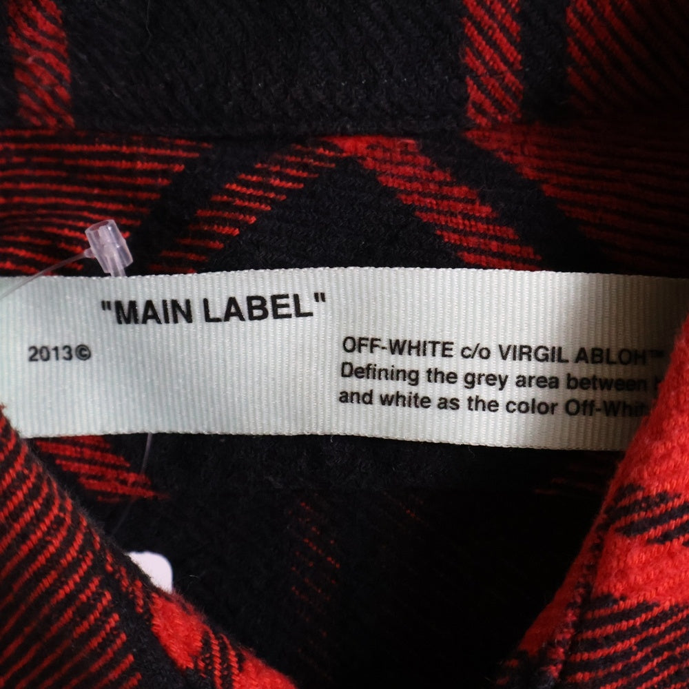 OFF-WHITE(オフホワイト) 18AW Quote Flannel Shirt 長袖チェックシャツ ネルシャツ レッド OMGA060E18A27010