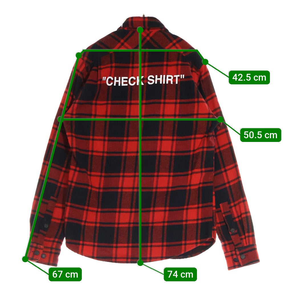 OFF-WHITE(オフホワイト) 18AW Quote Flannel Shirt 長袖チェックシャツ ネルシャツ レッド OMGA060E18A27010