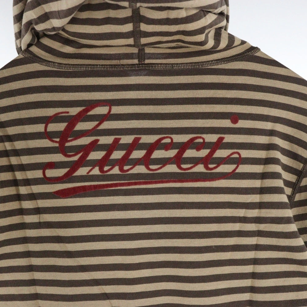 GUCCI(グッチ) Hoodie ボーダープルオーバーパーカー フーディー ブラウン 222018 X3430
