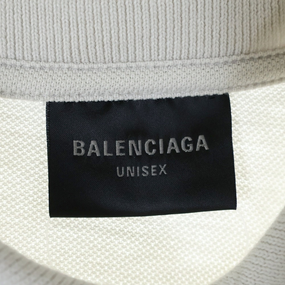 BALENCIAGA(バレンシアガ) Short Sleeve Fitted Polo ショートスリーブフィッテッドポロ ロゴエンブロイダリー半袖ポロシャツ 833244 TSVC7 グレー