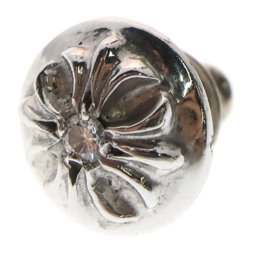 CHROME HEARTS(クロムハーツ) 18KWG STUD CRSBLL 1/DIA クロスボールスタッドピアス 1ダイヤ シルバー