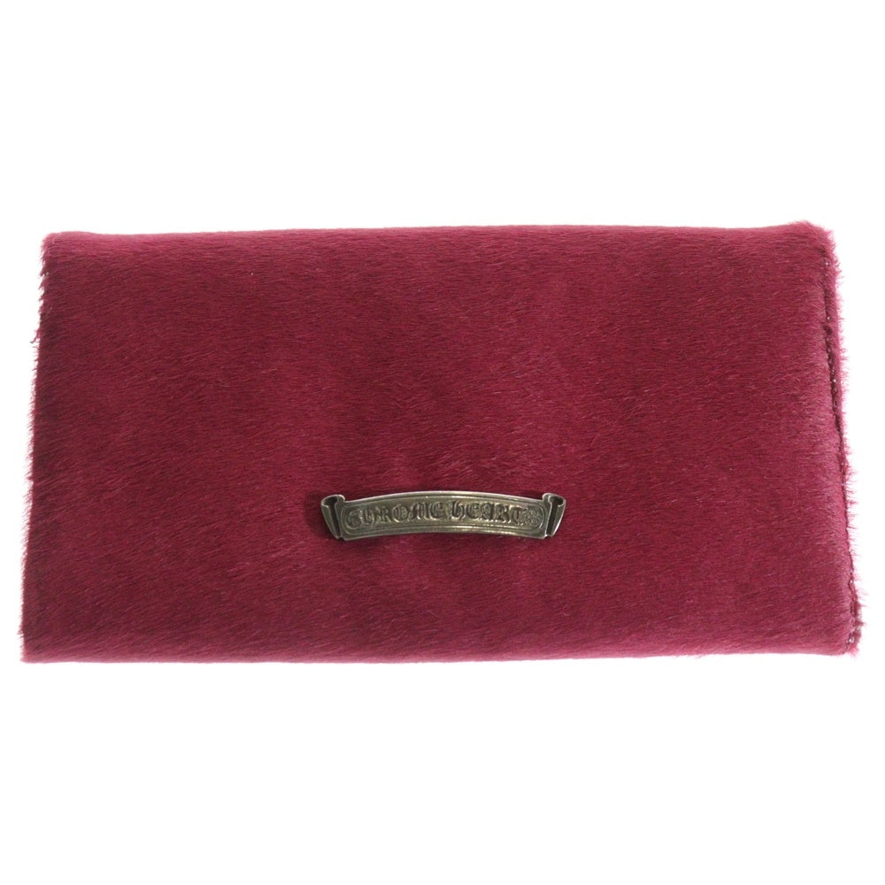 CHROME HEARTS(クロムハーツ) JUDY ハラコレザー CHプラスボタン ピンク 長財布 ジュディ ウォレット