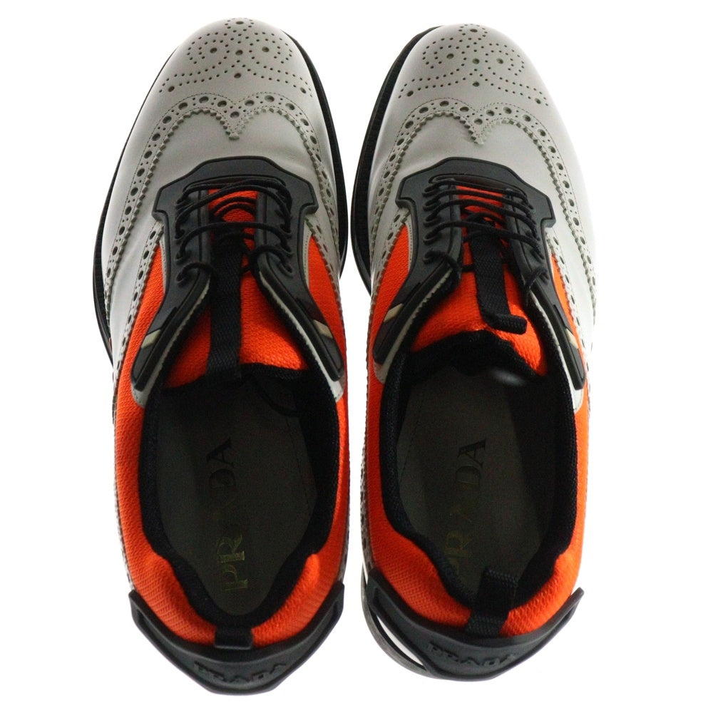 PRADA(プラダ) ウィングチップ レースアップ レザーローカットシューズ ホワイト 2EG211