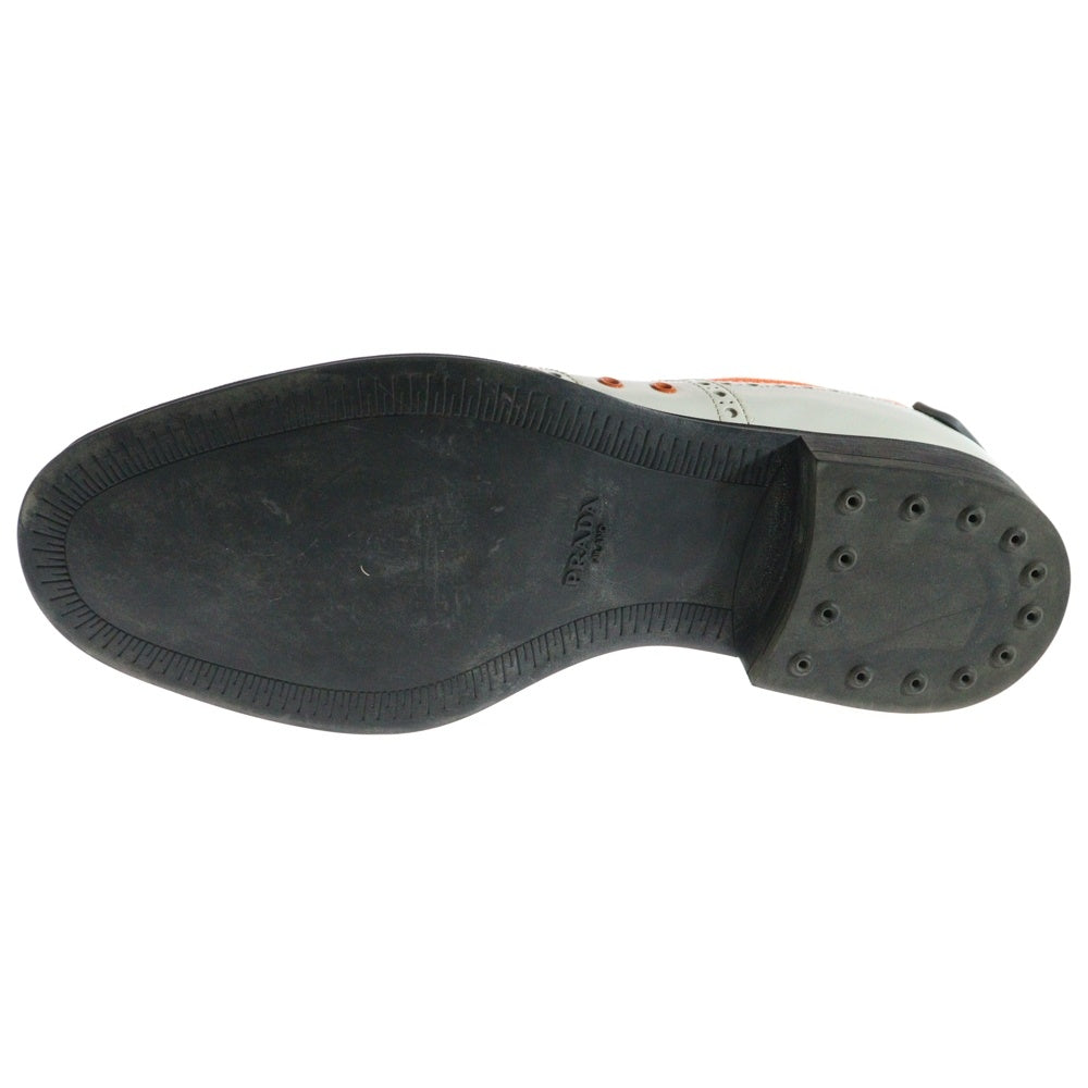 PRADA(プラダ) ウィングチップ レースアップ レザーローカットシューズ ホワイト 2EG211