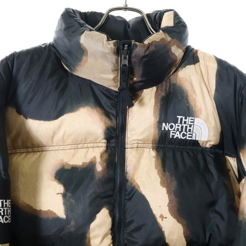 SUPREME(シュプリーム) 21AW ×THE NORTH FACE Bleached Denim Print Nuptse Jacket ノースフェイス ブリーチデニムプリント ヌプシ ダウンジャケット ブラック/ベージュ ND52100I