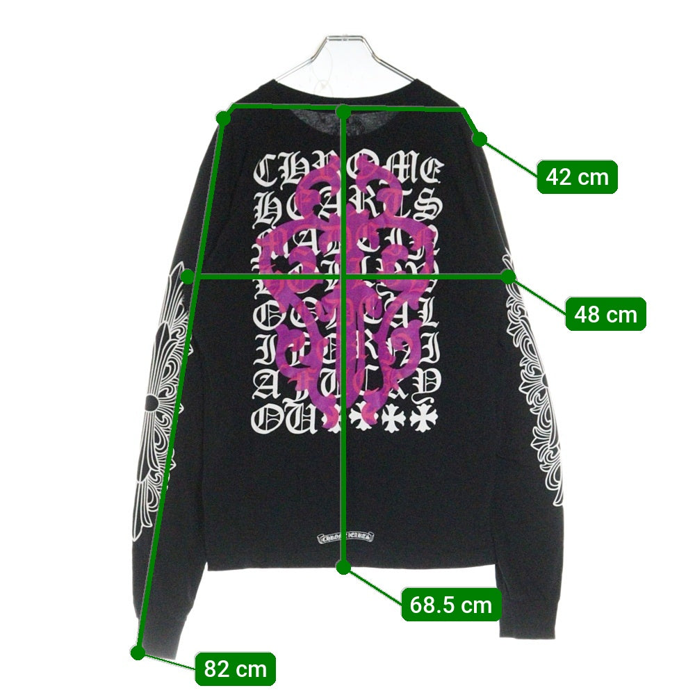 CHROME HEARTS(クロムハーツ) CH L/S 1 ヴァインダガープリント長袖カットソー ロングスリーブ ロンT ブラック/パープル