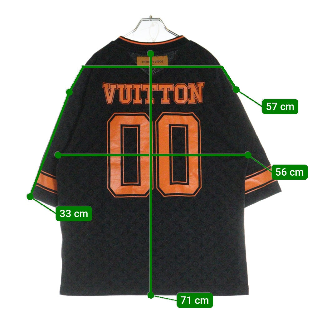LOUIS VUITTON(ルイヴィトン) 23SS モノグラムスポーティVネックTシャツ ロゴプリントVネック半袖Tシャツ RM231 VV4 HOY67W ブラック/オレンジ