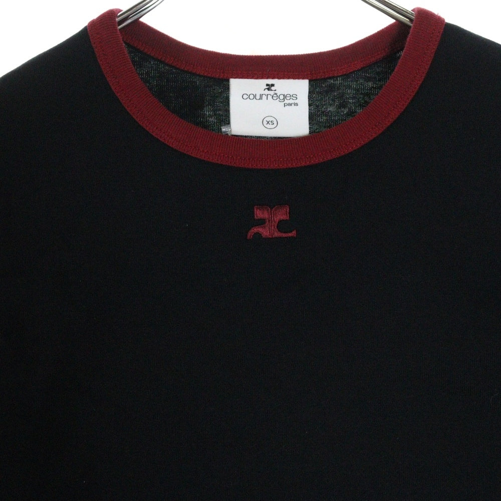 COURREGES(クレージュ) 25SS SIGNATURE CONTRAST T-SHIRT シグネチャーコントラストTシャツ 半袖Tシャツ 125JTS017JS0203B087 ブラック/レッド レディース