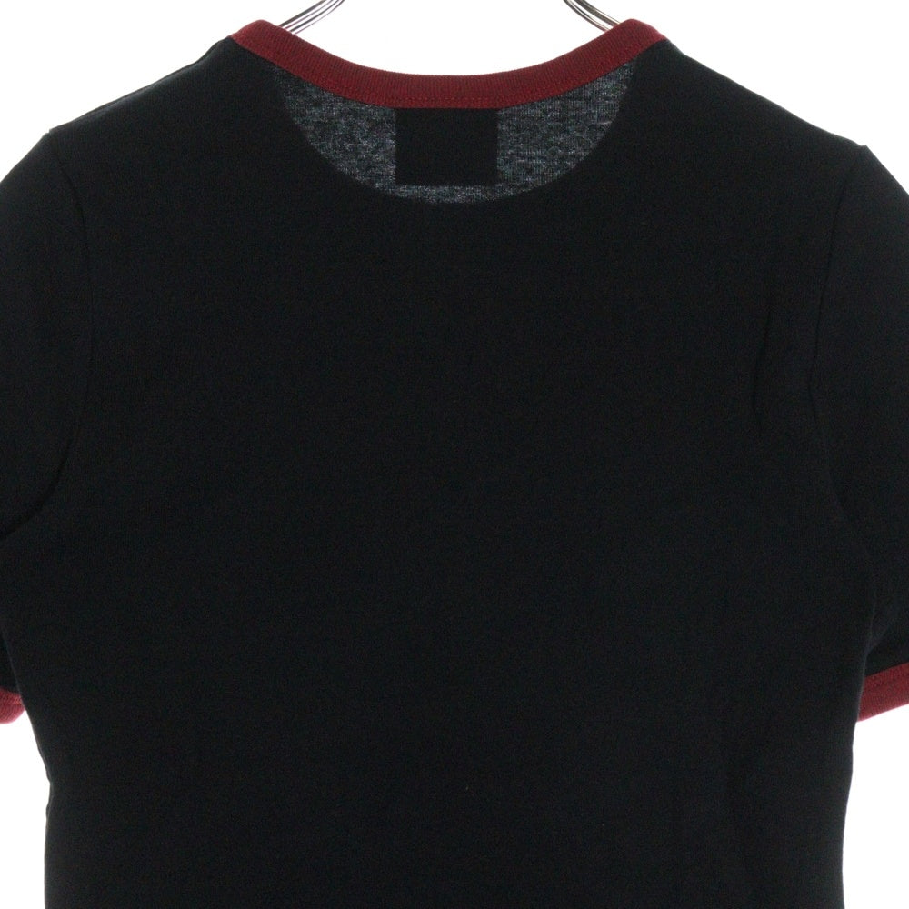 COURREGES(クレージュ) 25SS SIGNATURE CONTRAST T-SHIRT シグネチャーコントラストTシャツ 半袖Tシャツ 125JTS017JS0203B087 ブラック/レッド レディース