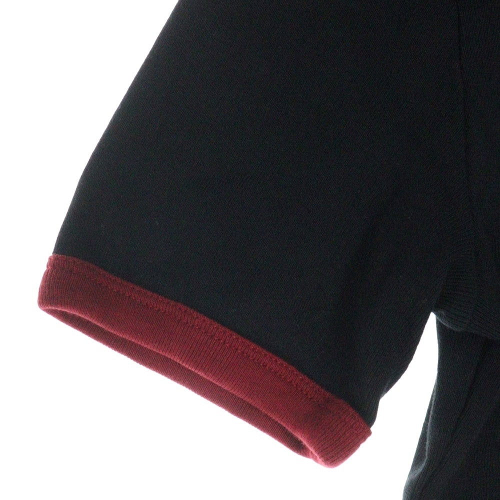COURREGES(クレージュ) 25SS SIGNATURE CONTRAST T-SHIRT シグネチャーコントラストTシャツ 半袖Tシャツ 125JTS017JS0203B087 ブラック/レッド レディース