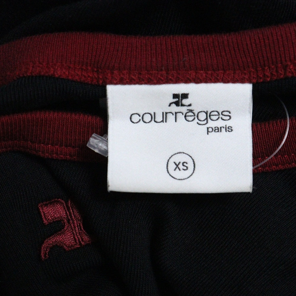 COURREGES(クレージュ) 25SS SIGNATURE CONTRAST T-SHIRT シグネチャーコントラストTシャツ 半袖Tシャツ 125JTS017JS0203B087 ブラック/レッド レディース