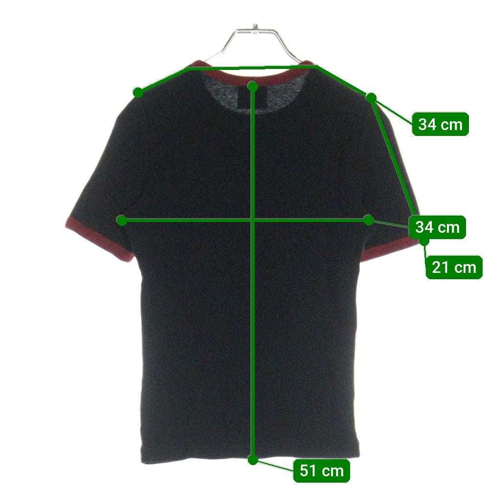 COURREGES(クレージュ) 25SS SIGNATURE CONTRAST T-SHIRT シグネチャーコントラストTシャツ 半袖Tシャツ 125JTS017JS0203B087 ブラック/レッド レディース