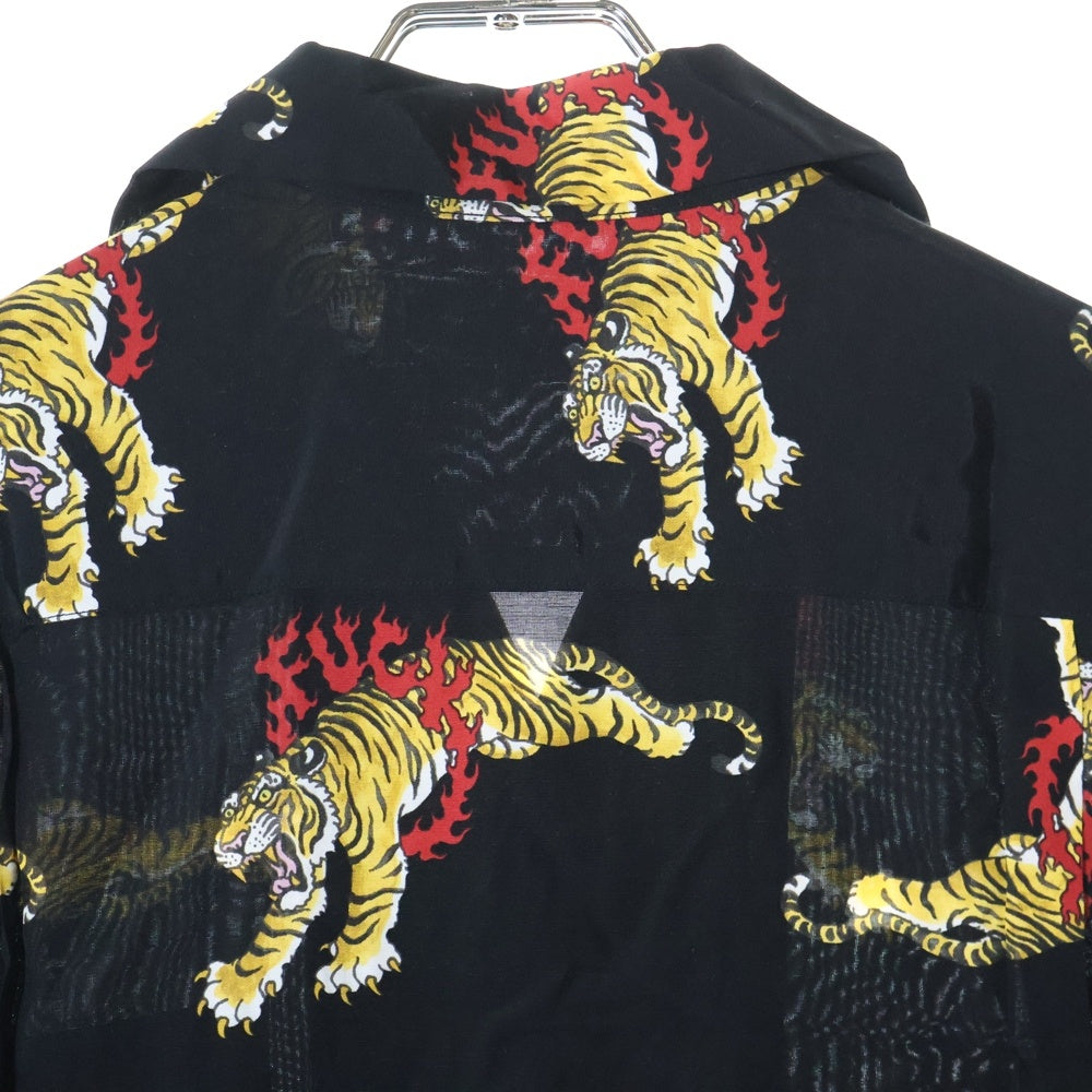 WACKO MARIA(ワコマリア) 24AW TIM LEHI HAWAIIAN SHIRT L/S ハワイアン 虎柄 長袖シャツ ブラック