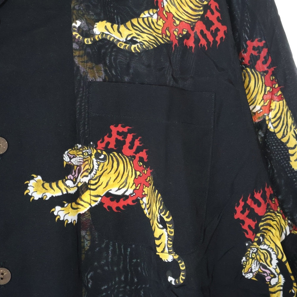 WACKO MARIA(ワコマリア) 24AW TIM LEHI HAWAIIAN SHIRT L/S ハワイアン 虎柄 長袖シャツ ブラック