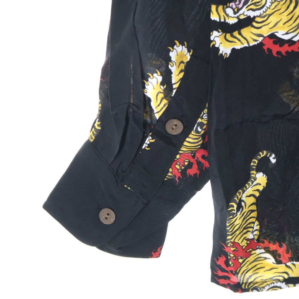 WACKO MARIA(ワコマリア) 24AW TIM LEHI HAWAIIAN SHIRT L/S ハワイアン 虎柄 長袖シャツ ブラック