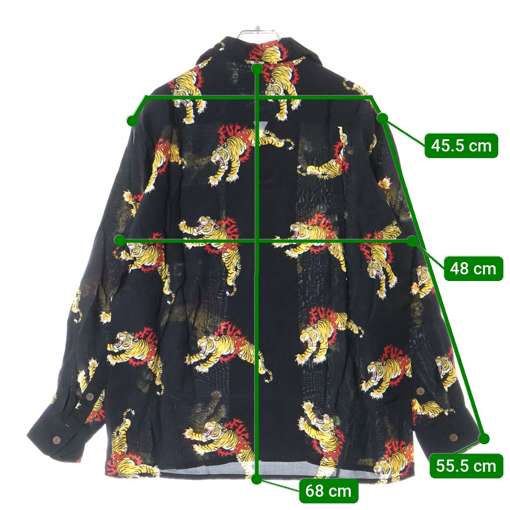 WACKO MARIA(ワコマリア) 24AW TIM LEHI HAWAIIAN SHIRT L/S ハワイアン 虎柄 長袖シャツ ブラック