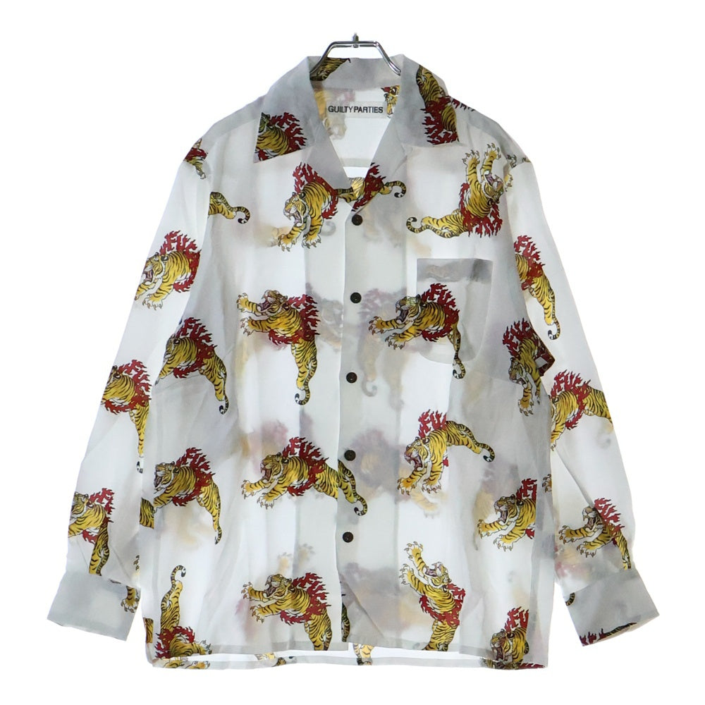 WACKO MARIA(ワコマリア) 24AW TIM LEHI HAWAIIAN SHIRT L/S ハワイアン 虎柄 長袖シャツ ホワイト
