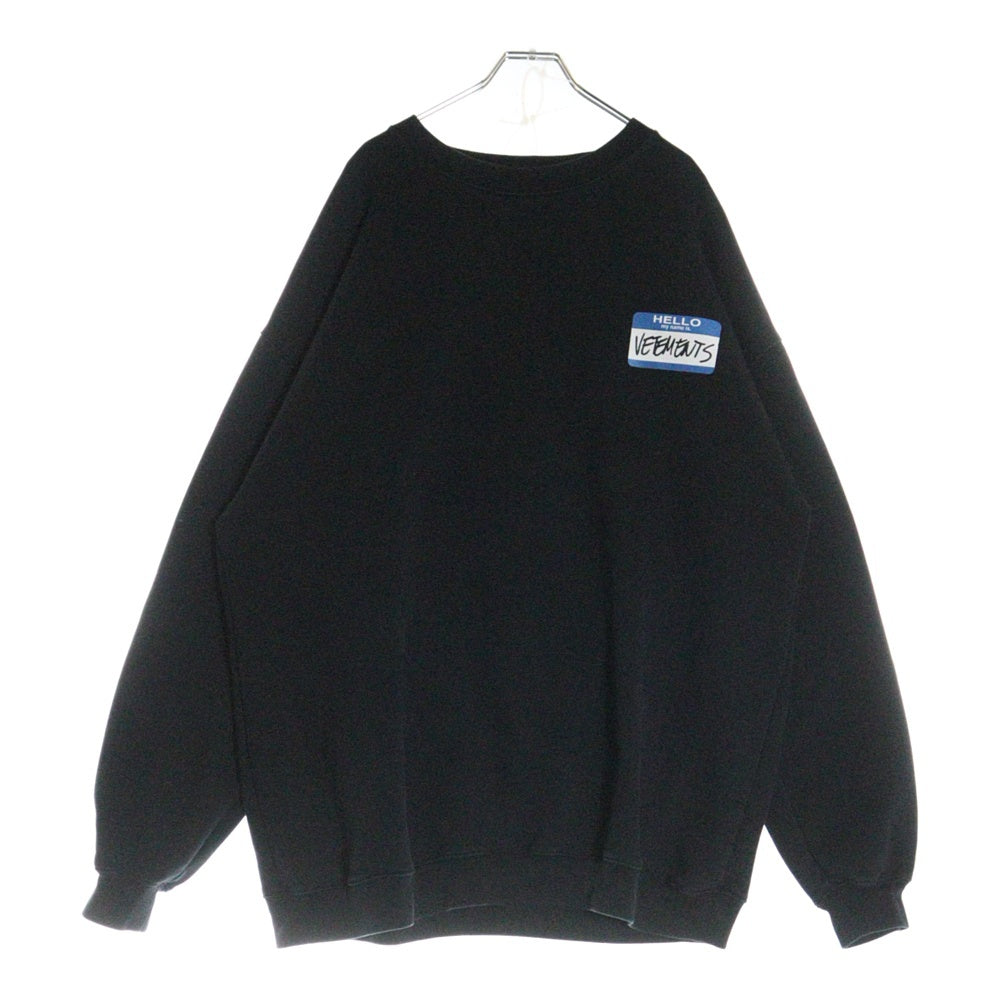 VETEMENTS(ヴェトモン) 21AW My Name Is Crewneck マイネームイズクルーネックスウェット プルオーバースウェットシャツ UA52TR630B ブラック/ブルー