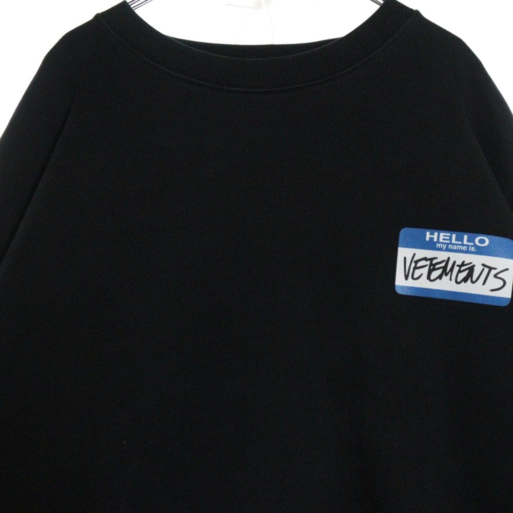 VETEMENTS(ヴェトモン) 21AW My Name Is Crewneck マイネームイズクルーネックスウェット プルオーバースウェットシャツ UA52TR630B ブラック/ブルー