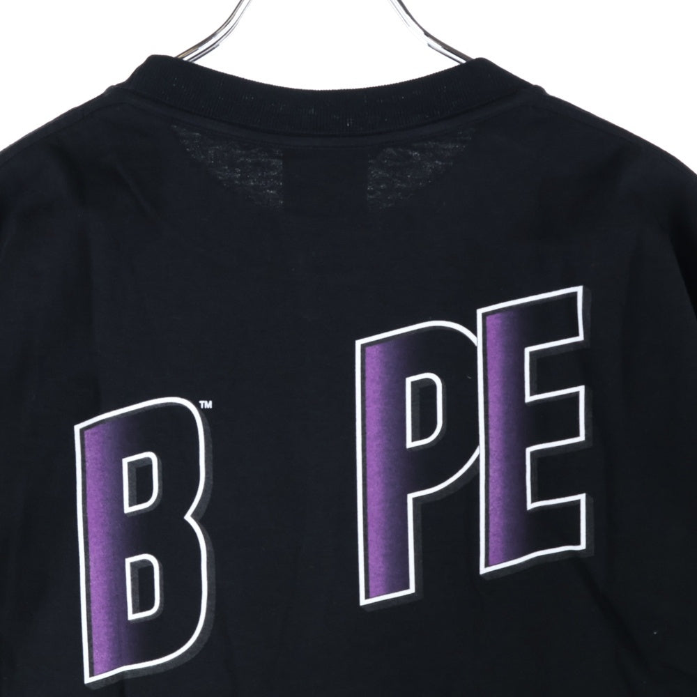 A BATHING APE(アベイシングエイプ) 90s BAPESTA ロゴプリントTシャツ クルーネック半袖Tシャツ ブラック/パープル