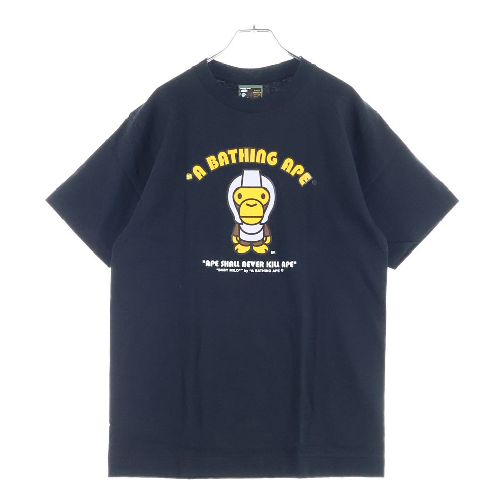 A BATHING APE(アベイシングエイプ) 90s BABY MILO GENERAL MILO TEE ベイビーマイロジェネラルマイロTシャツ ロゴプリントクルーネック半袖Tシャツ ブラック