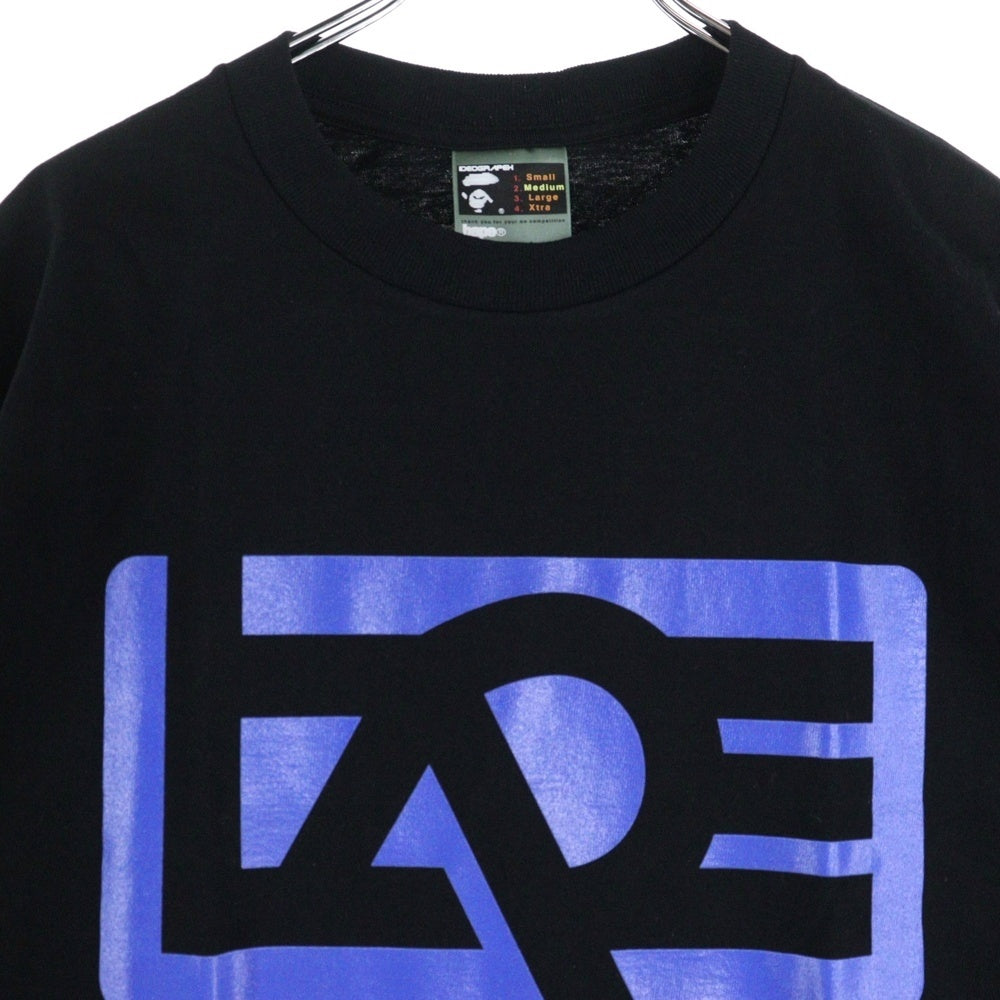 A BATHING APE(アベイシングエイプ) 90s ロゴプリントTシャツ クルーネック半袖Tシャツ ブラック/ブルー