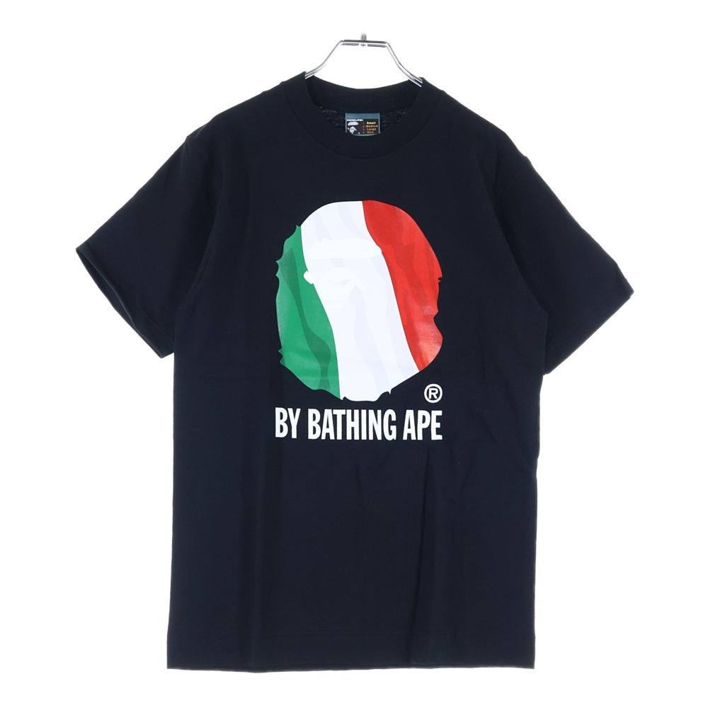 A BATHING APE(アベイシングエイプ) 90s 国旗デザインロゴプリントTシャツ イタリア クルーネック半袖Tシャツ ブラック/レッド/ホワイト/グリーン