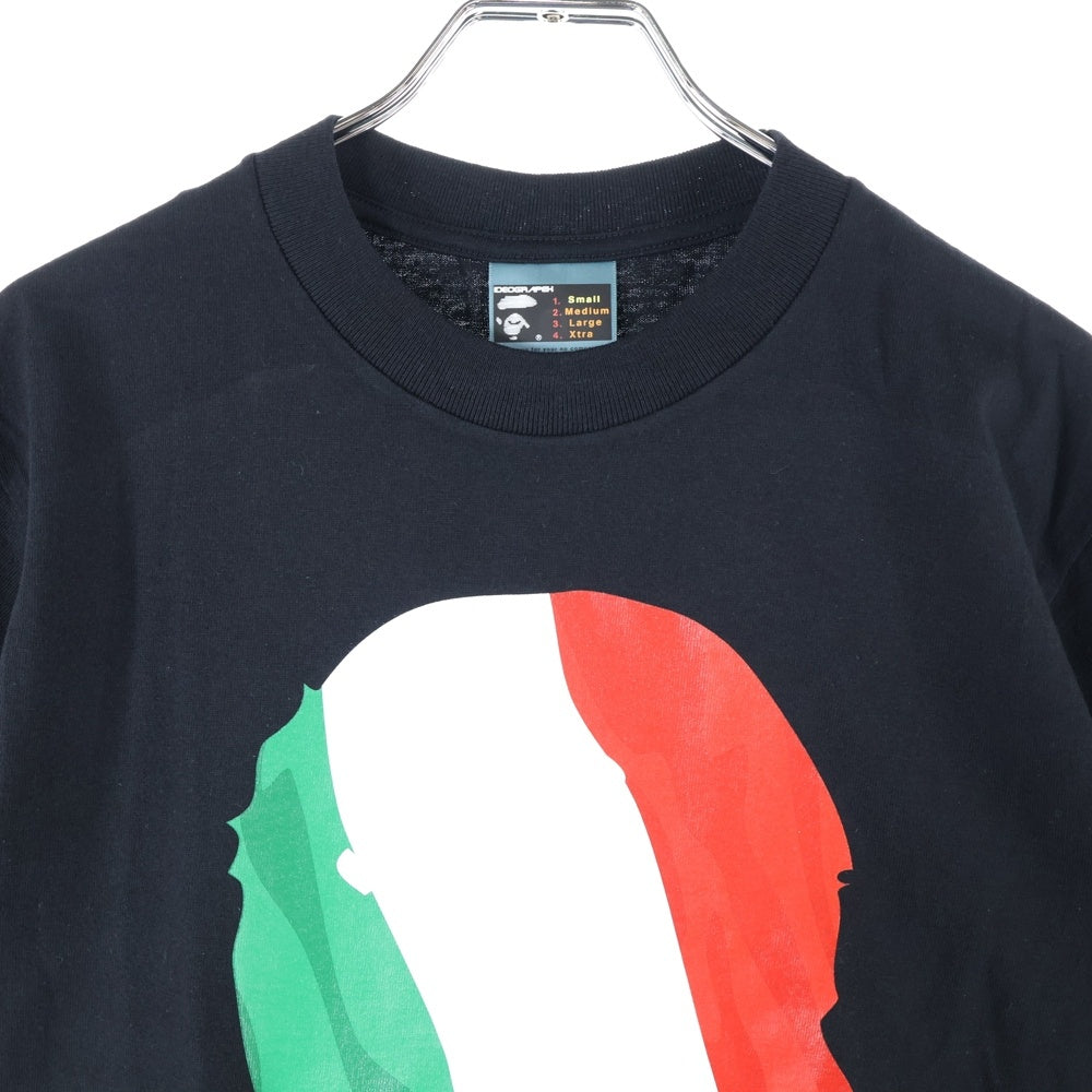 A BATHING APE(アベイシングエイプ) 90s 国旗デザインロゴプリントTシャツ イタリア クルーネック半袖Tシャツ ブラック/レッド/ホワイト/グリーン