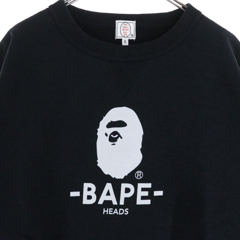 A BATHING APE(アベイシングエイプ) 90s BAPE HEADS ロゴプリントスウェットシャツ ブラック