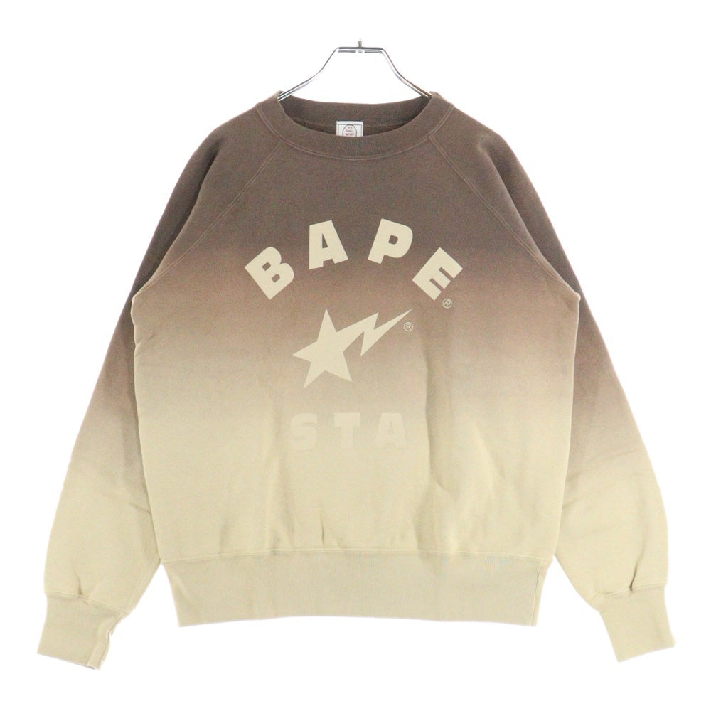 A BATHING APE(アベイシングエイプ) 90s BAPESTA グラデーションロゴプリントスウェットシャツ ブラウン/ベージュ