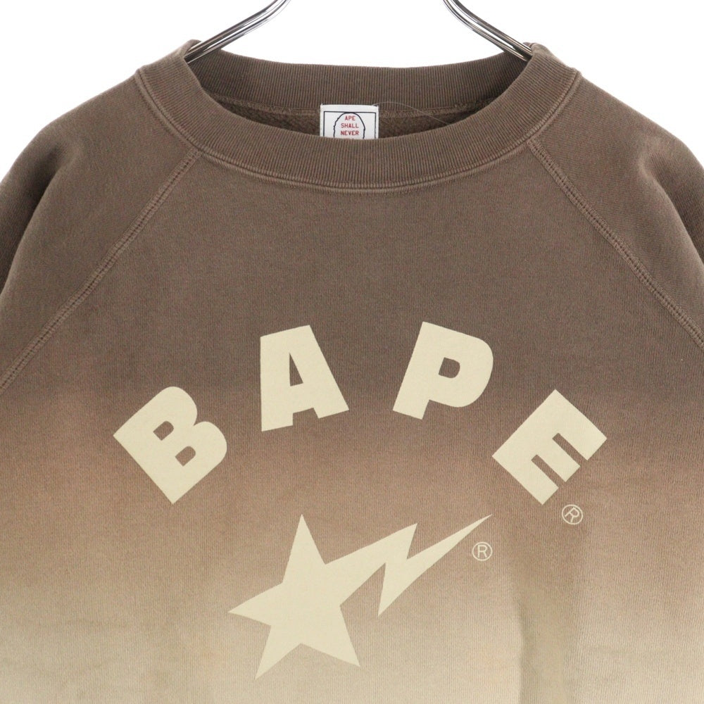 A BATHING APE(アベイシングエイプ) 90s BAPESTA グラデーションロゴプリントスウェットシャツ ブラウン/ベージュ