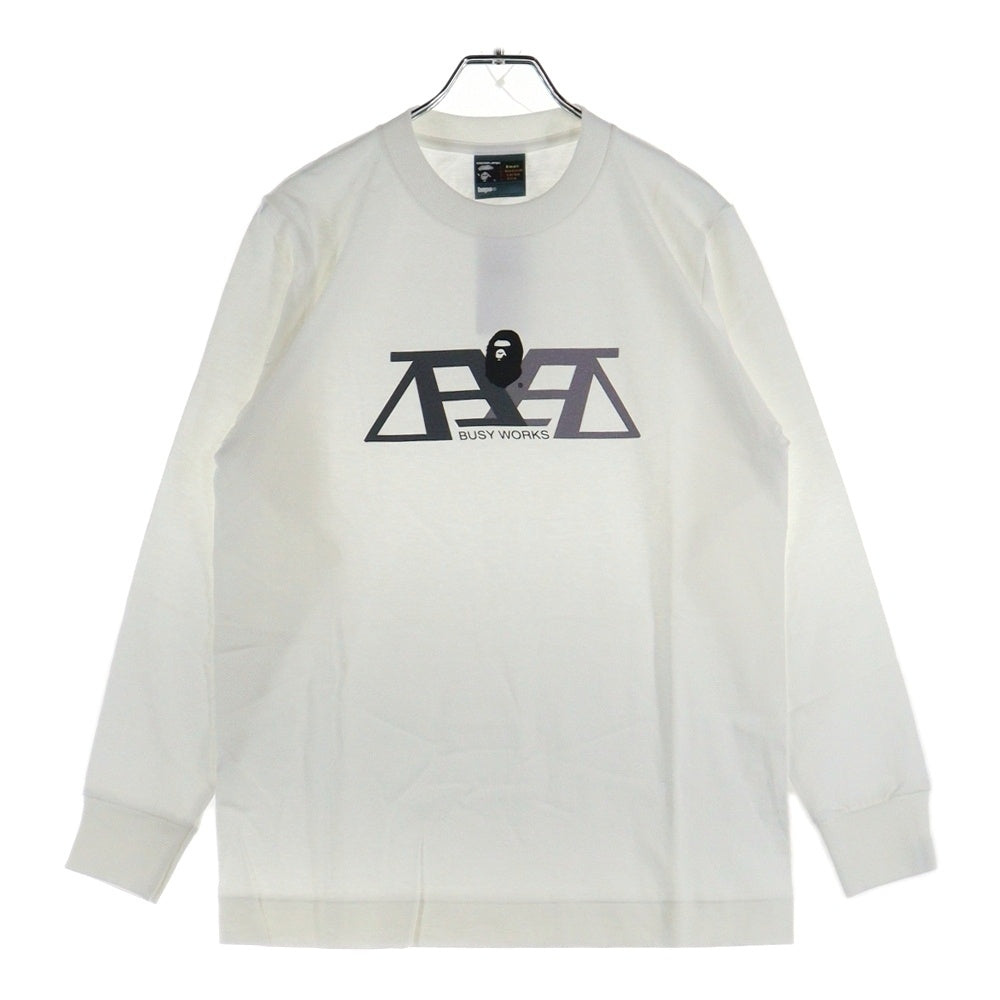 A BATHING APE(アベイシングエイプ) 90s BUSY WORKS ロゴプリント L/S Tシャツ クルーネック長袖Tシャツ ホワイト