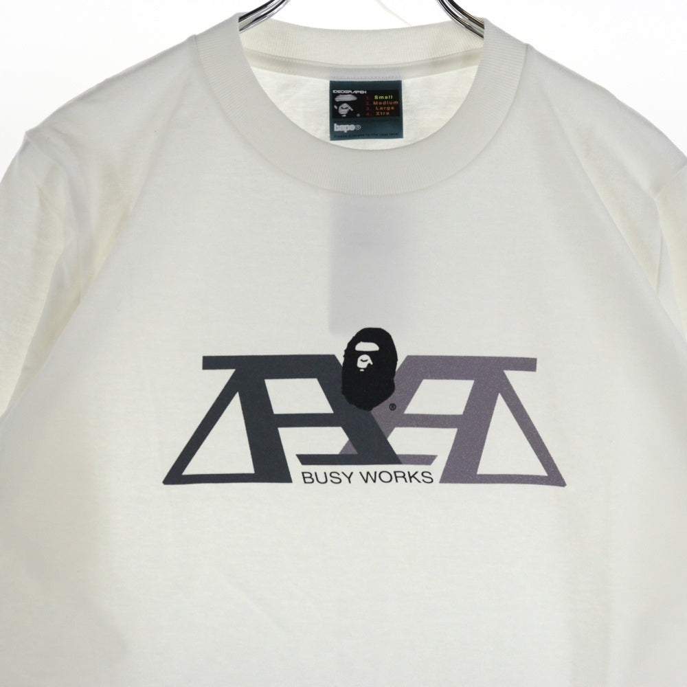 A BATHING APE(アベイシングエイプ) 90s BUSY WORKS ロゴプリント L/S Tシャツ クルーネック長袖Tシャツ ホワイト