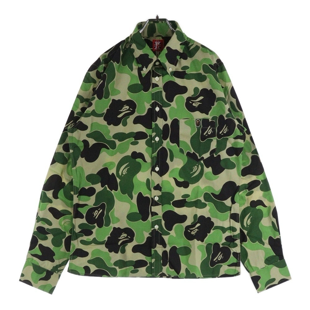 A BATHING APE(アベイシングエイプ) APE CAMO エイプカモボタンダウン長袖シャツ グリーン