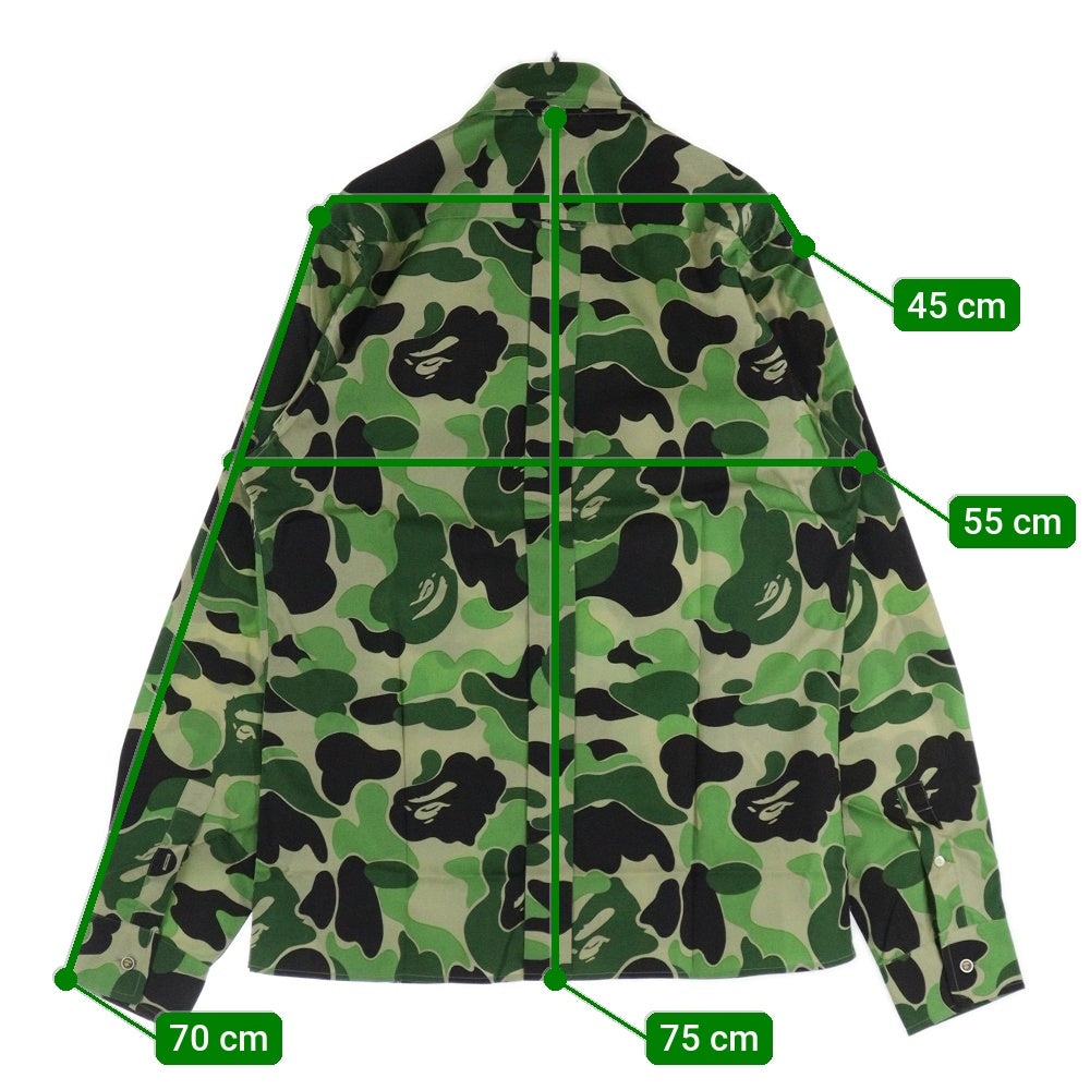 A BATHING APE(アベイシングエイプ) APE CAMO エイプカモボタンダウン長袖シャツ グリーン