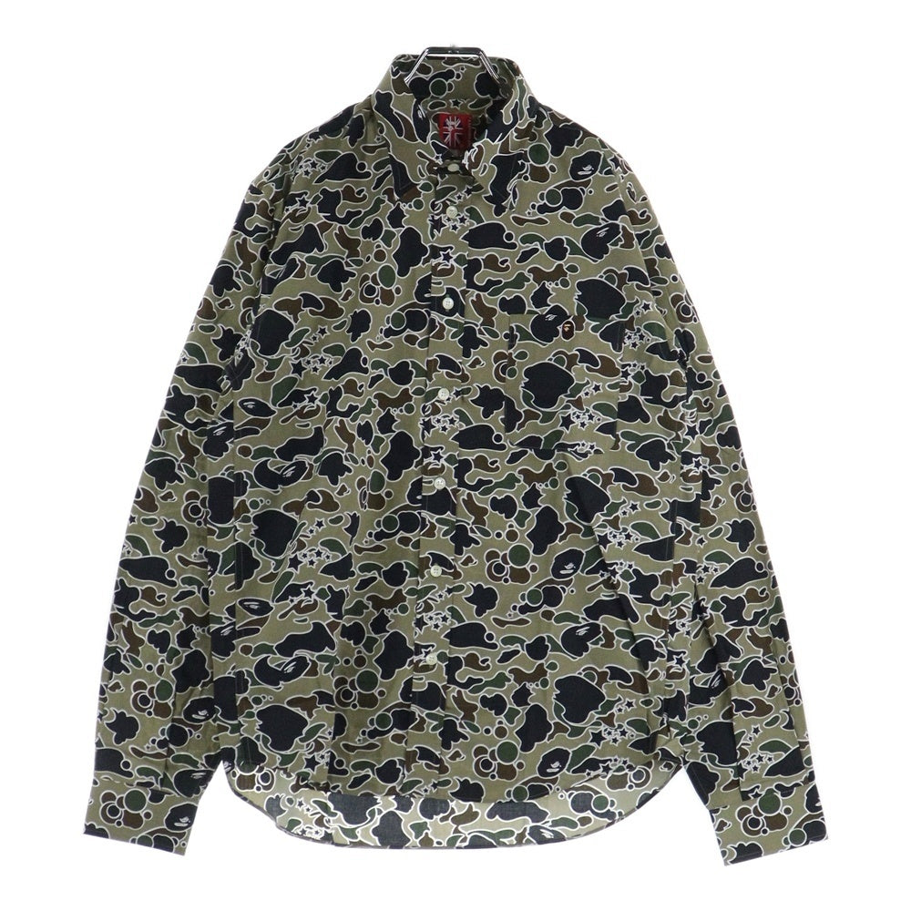A BATHING APE(アベイシングエイプ) CAMO カモボタンダウン長袖シャツ カーキ