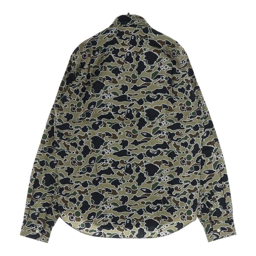 A BATHING APE(アベイシングエイプ) CAMO カモボタンダウン長袖シャツ カーキ
