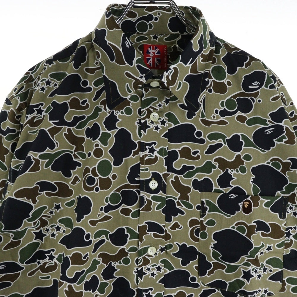 A BATHING APE(アベイシングエイプ) CAMO カモボタンダウン長袖シャツ カーキ