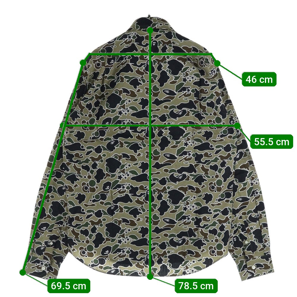 A BATHING APE(アベイシングエイプ) CAMO カモボタンダウン長袖シャツ カーキ