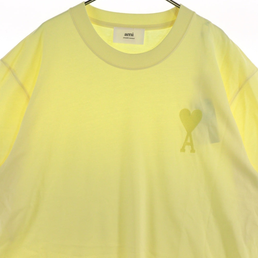 AMI Alexandre Mattiussi(アミアレクサンドルマテュッシ) AMI DE COEUR T-SHIRT ハートロゴ刺繍 半袖Tシャツ イエロー E22UTS002.726