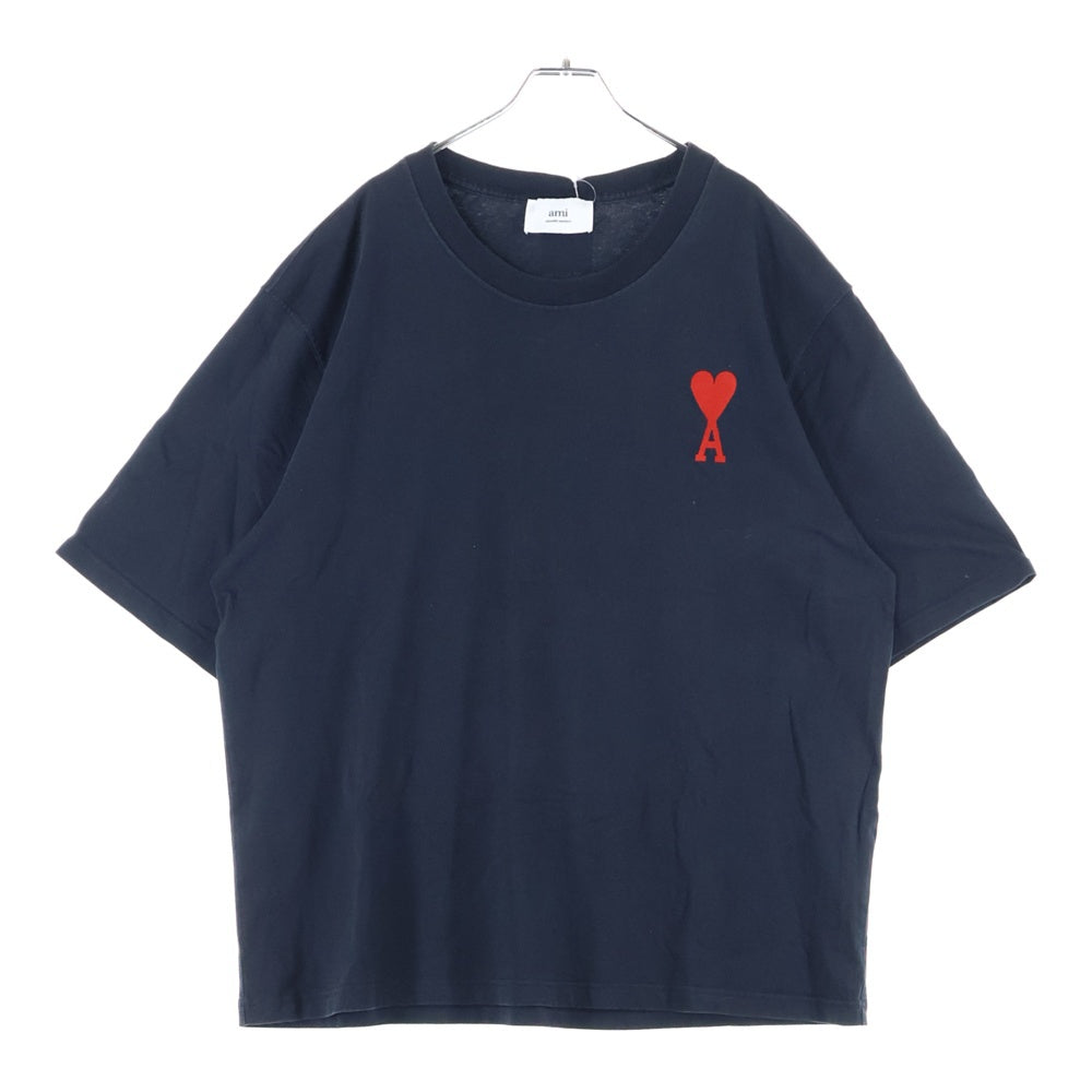 AMI Alexandre Mattiussi(アミアレクサンドルマテュッシ) AMI DE COEUR T-SHIRT ハートロゴ刺繍 半袖Tシャツ ブラック SPEUTS022.726