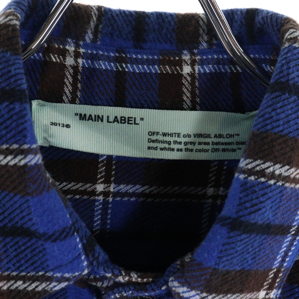OFF-WHITE(オフホワイト) 18AW Patchwork Flannel Shirt パッチワーク 長袖ネルシャツ チェックシャツ ブルー OMGA072F18A27005
